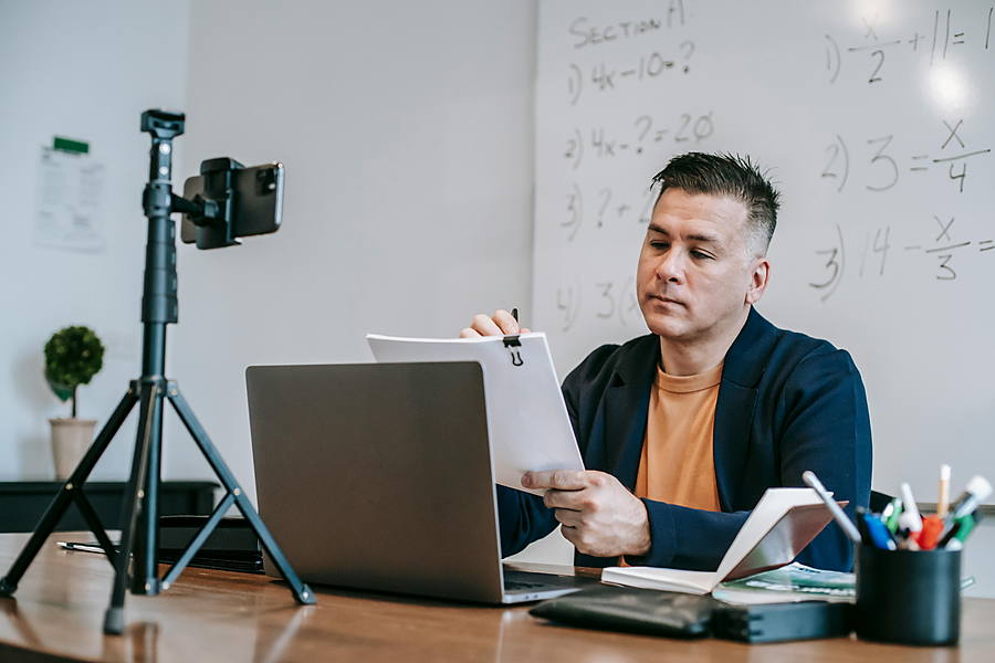 Online Teaching Jobs From Home laptop and study setup